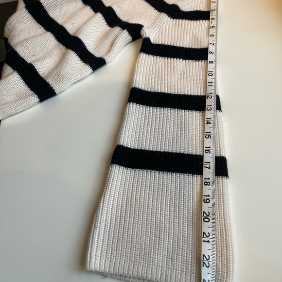 Banana Republic-Merino Wool Blend Sweater-Bell Sleeves-Mock Neck-Mariner Stripe - Picture 9 of 14